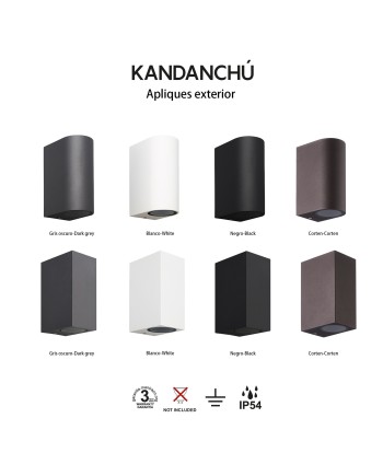 KANDANCHU * APLIQUE EXTERIOR CUAD. 2L*GU10 NEGRO